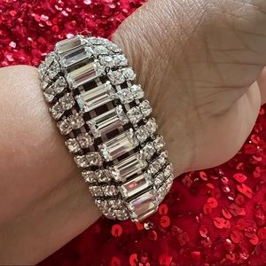 MAGNIFICENT WIDE ICY RHINESTONE CUFF BRACELET